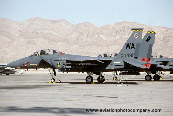 USAF 57th Fighter Wing 422nd Test and Evaluation Squadron McDonnell Douglas F-15E Strike Eagle 89-0481/WA at Nellis AFB (1991)