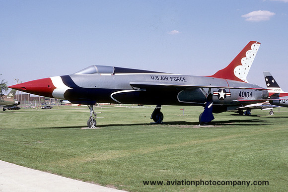 USAF Thunderbirds Republic F-105A Thunderchief 54-0104 displayed at Chanute AFB (1988)