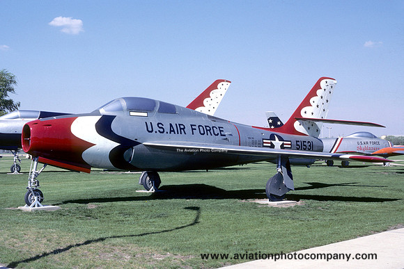 USAF Thunderbirds Republic F-84F Thunderstreak 51-9531 displayed at Chanute AFB (1988)