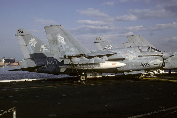US Navy VA-87 LTV A-7E Corsair 157586/AE-410 on board USS Independence (1984)
