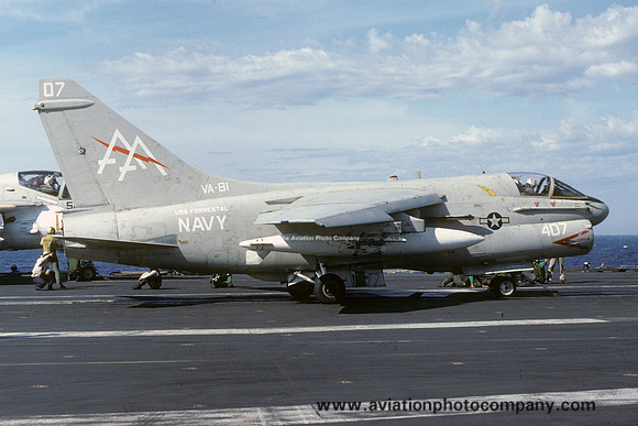 US Navy VA-81 LTV A-7E Corsair "AA-407" on board USS Forrestal (1978)