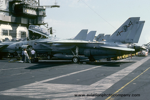 US Navy VF-74 Grumman F-14A Tomcat "AA-105" on board USS Saratoga (1979)