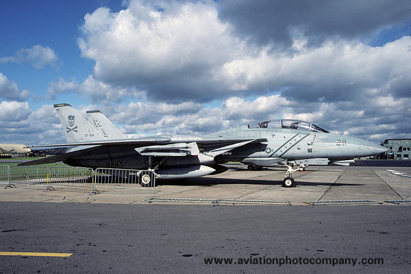 US Navy VF-84 Grumman F-14A Tomcat 161134/AJ-211 at RAF Abingdon (1988)