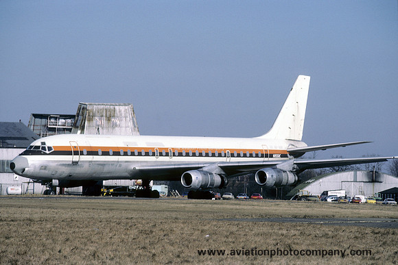 Douglas DC-8-55 N855BC stored at Stansted (1986)