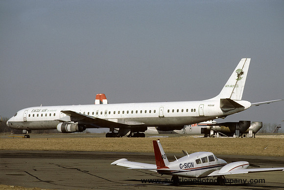 Eagle Air of Iceland Douglas DC-8-61 N954R at Stansted (1986)