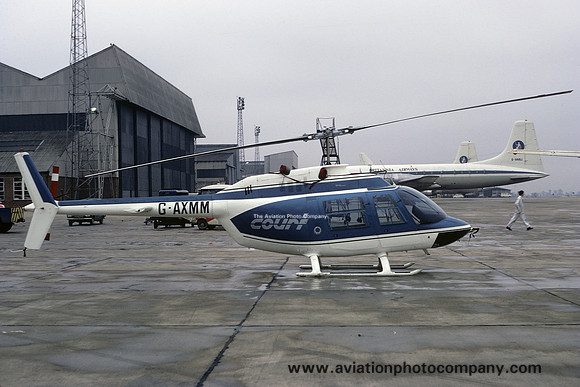 Court Line Aviation Bell 206B Jet Ranger II G-AXMM at Luton (1970)