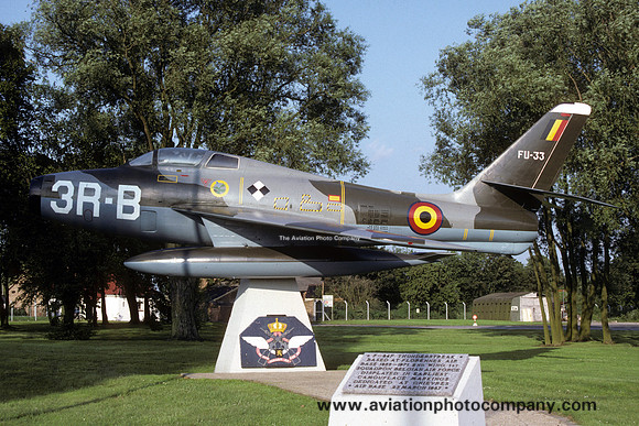 Belgian Air Force Republic F-84F Thunderstreak FU-33 displayed at Chievres (1991)