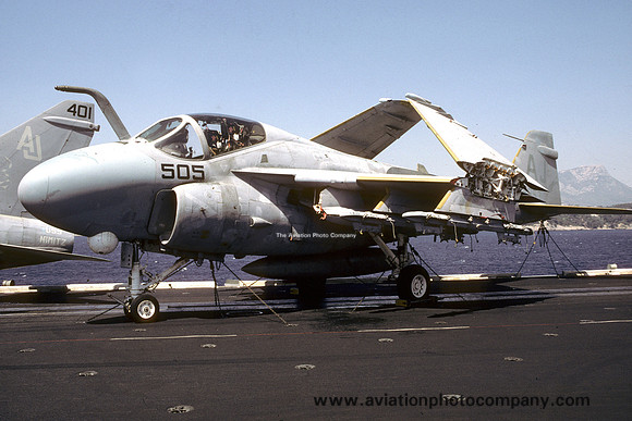 US Navy VA-35 Grumman A-6E Intruder 152953/AJ-505 on board USS Nimitz (1985)