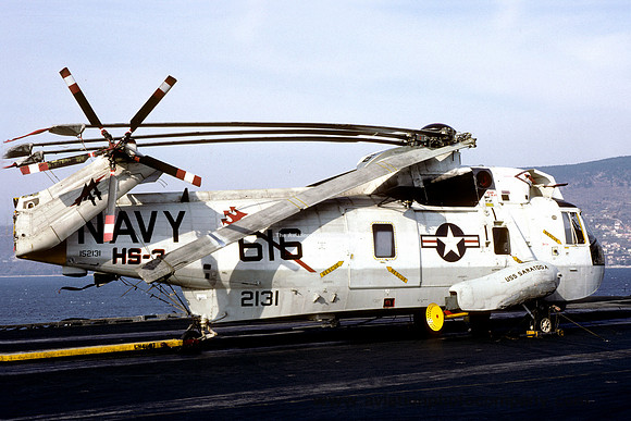 US Navy HS-3 Sikorsky SH-3H Sea King 152131/AA-616 on board USS Saratoga (1986)