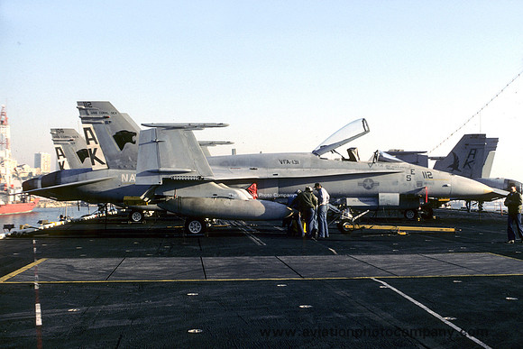 US Navy VFA-131 McDonnell Douglas F/A-18A Hornet 162452/AK-112 on board USS Coral Sea (1987)