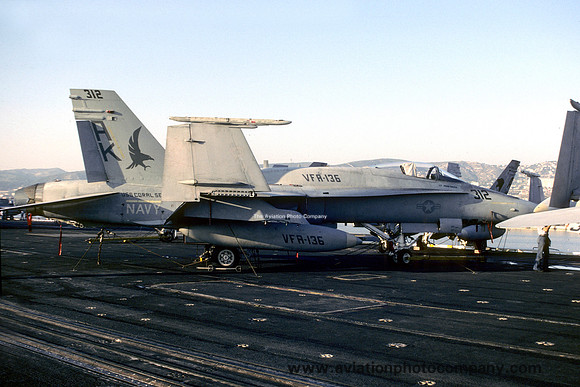 US Navy VFA-136 McDonnell Douglas F/A-18A Hornet 162846/AK-312 on board USS Coral Sea (1987)