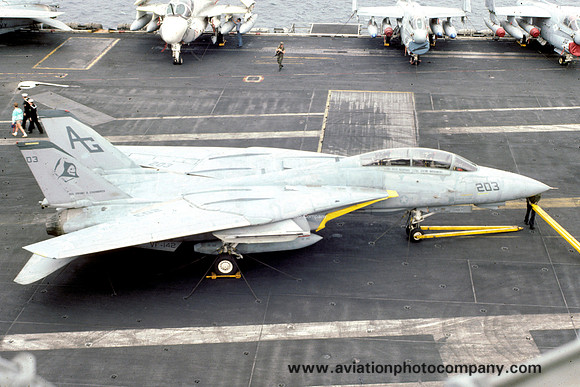 US Navy VF-142 Grumman F-14A Tomcat 159395/AG-203 on board USS Dwight D. Eisenhower (1988)
