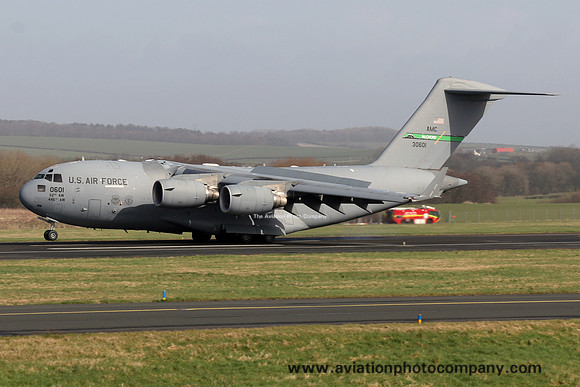USAF 62/446 AW McDonnell Douglas C-17A Globemaster 93-0601 at Prestwick (2017)