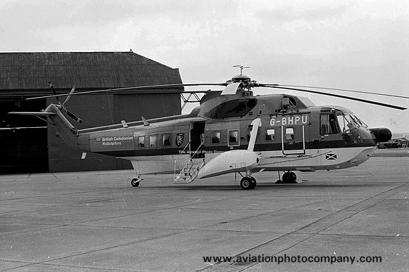 British Caledonian Helicopters Sikorsky S-61N G-BHPU at RAF Lossiemouth (1980)