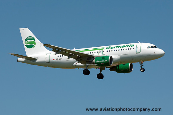 Germania Airbus A319-112 HB-JOH at Zurich (2017)