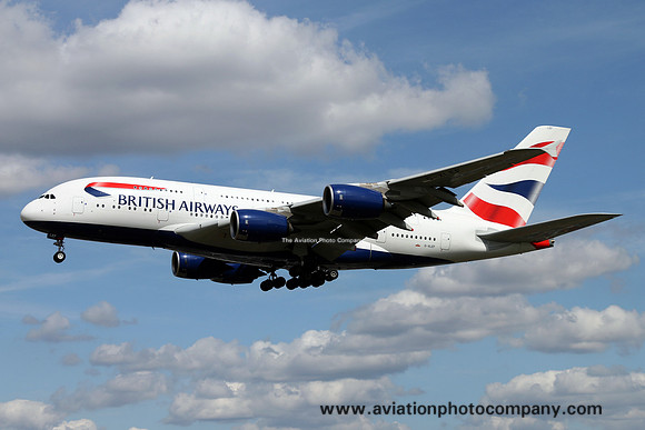 British Airways Airbus A380-841 G-XLEF at London Heathrow (2015)