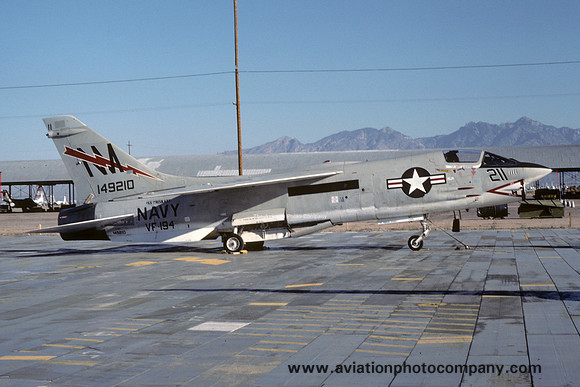 US Navy VF-194 Chance F-8J Crusader 149210/NM-211 at MASDC Davis Monthan (1977)