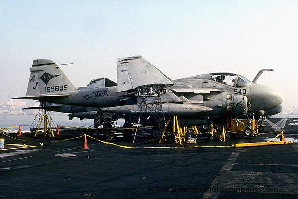 US Navy VA-36 Grumman A-6E Intruder 159895/AJ-540 on board USS Theodore Roosevelt (1989)