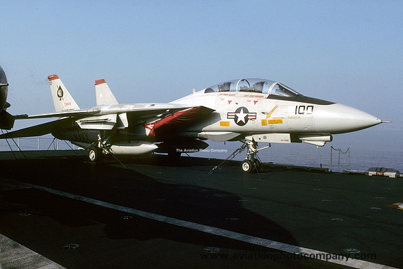 US Navy VF-41 Grumman F-14A Tomcat 162703/AJ-100 on board USS Theodore Roosevelt (1989)