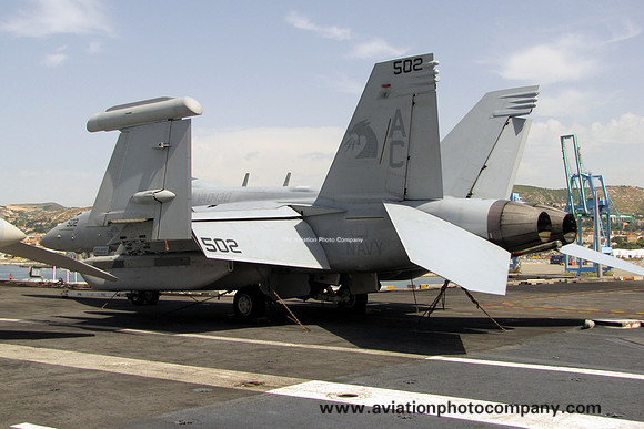 US Navy VAQ-130 Boeing EA-18G 168253/AC-502 onboard USS Harry Truman in Marseille Harbour (2013)