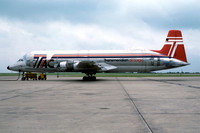 Transmeridian Air Cargo Canadair CL-44-O Conroy Skymonster N447T at East Midlands (1978)