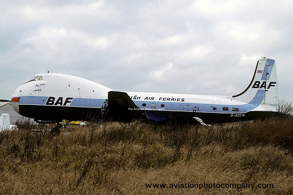 British Air Ferries Aviation Traders ATL-98 Carvair G-AOFW at Southend (1979)