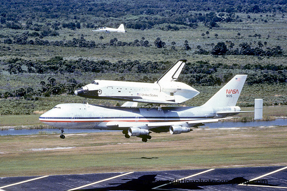 NASA Boeing 747 NASA905 with Space Shuttle Columbia at the Kennedy Space Center (1980)