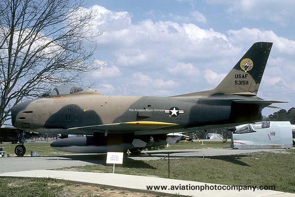 USAF North American F-86H Sabre 53-1511 displayed at Robins AFB (1986)