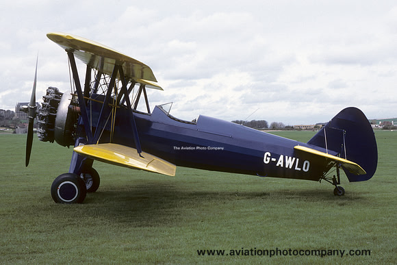 Boeing PT-13D Kaydet G-AWLO at Shoreham (1986)