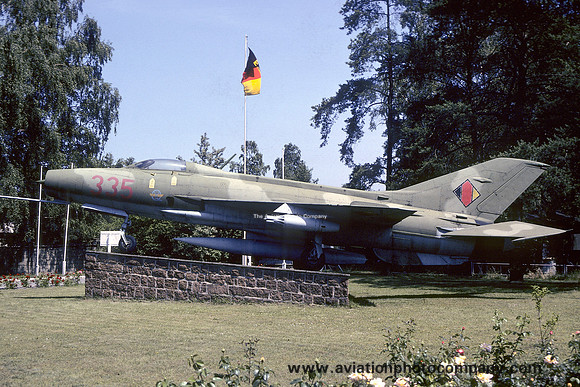 East German Air Force Mikoyan MiG-21F 335 displayed at Preschen (1991)