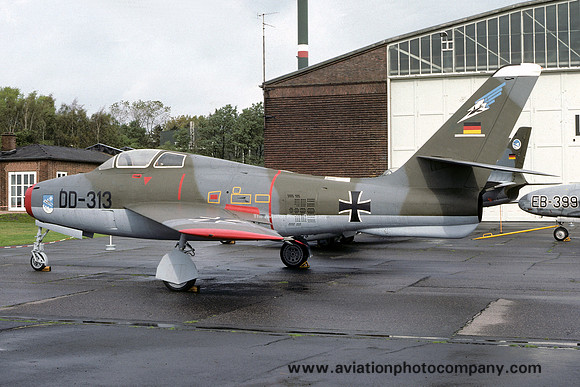 German Air Force Republic F-84F Thunderstreak DD+313 displayed at Uetersen (1991)