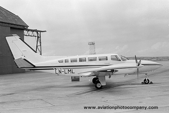 Norfly A/S Cessna 404 Titan LN-LML at RAF Lossiemouth (1980)