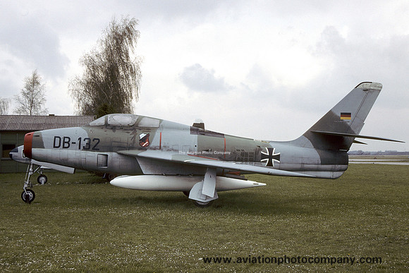 German Air Force Republic F-84F Thunderstreak DB+132 displayed at Lechfeld (1991)