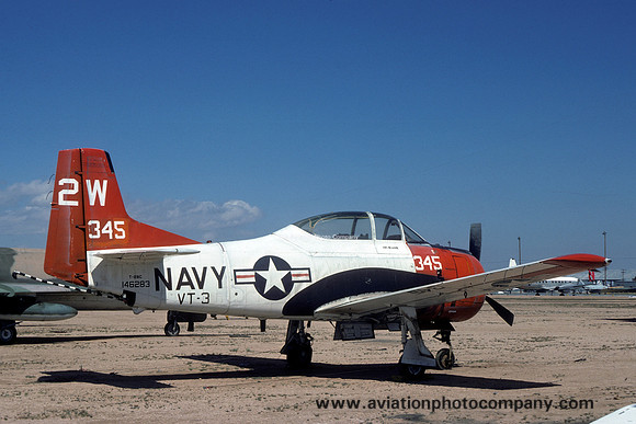 US Navy VT-3 North American T-28C Trojan 146283/2W-345 stored at MASDC Davis Monthan (1976)