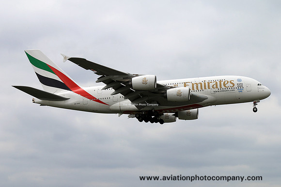 Emirates Airline Airbus A380-800 A6-EOU at London Heathrow (2017)