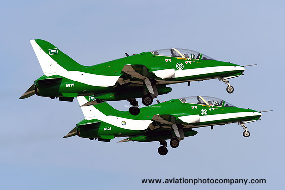 Saudi Air Force Hawks Display Team BAE Hawk Mk65 8821 and 8819 at Malta Luqa (2017)