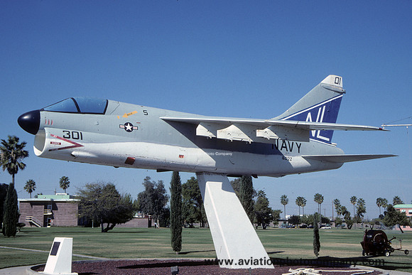 US Navy LTV A-7A Corsair 160122/NL-301 displayed at NAS Lemoore (2000)