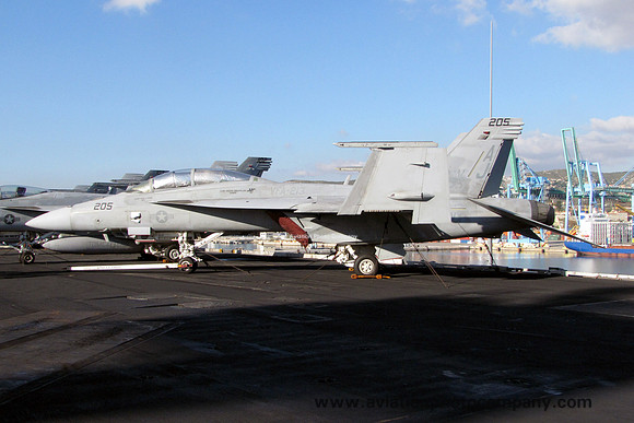 US Navy VFA-213 McDonnell Douglas F/A-18F Super Hornet 166683/AJ-205 on board USS George HW Bush (2011)