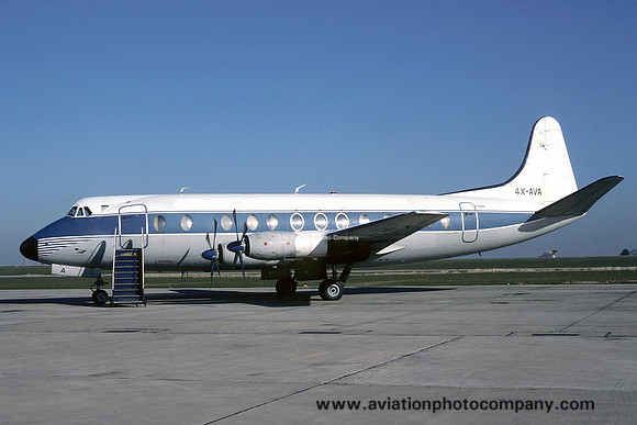 Vickers 814 Viscount 4X-AVA at East Midlands (1978)