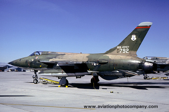 USAF New Jersey ANG 141 TFS Republic F-105B Thunderchief 57-5792 at Nellis AFB (1980)