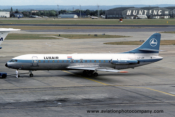 Luxair Sud SE-210 Caravelle VI-R LX-LGF at London Heathrow (1975)