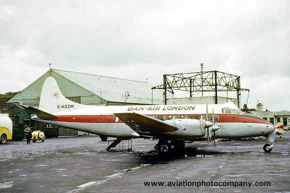 Dan Air London De Havilland Heron G-AOZM at Newcastle (1963)