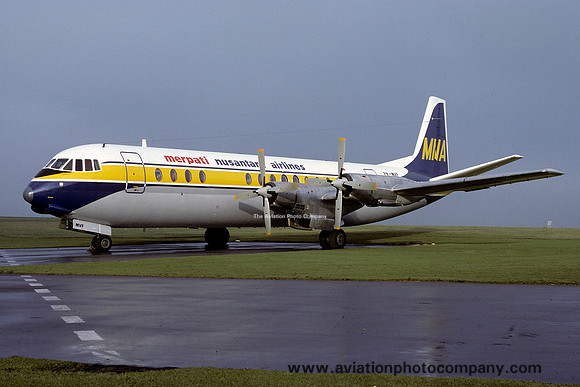 Merparti Nusantara Airlines Vickers 953 Vanguard PK-MVF at East Midlands (1978)