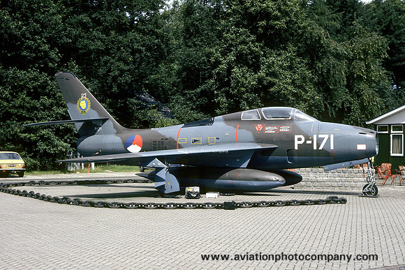 Dutch Air Force Republic F-84F Thunderstreak P-171 displayed at Twenthe (1979)