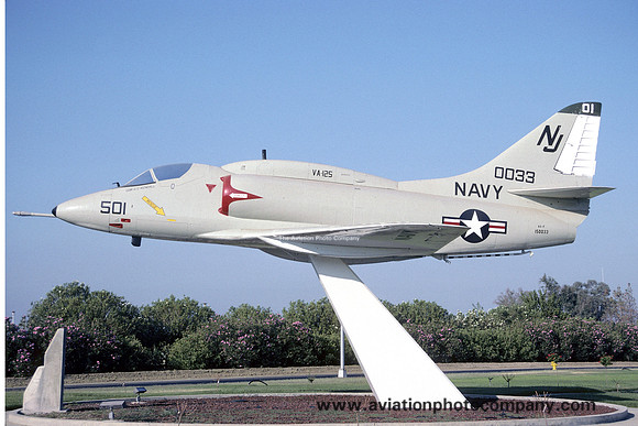 US Navy Douglas A-4F Skyhawk 150033/NJ-501 displayed at NAS Lemoore (1991)