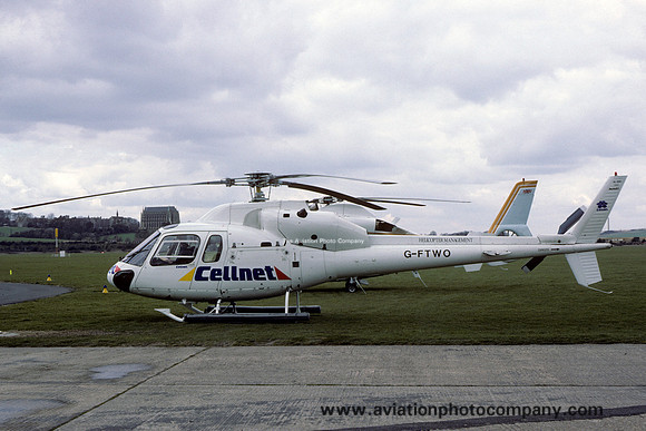 McAlpine Helicopters Ltd/Cellnet Aerospatiale AS.355F2 Ecureuil 2 G-FTWO at Shoreham (1987)