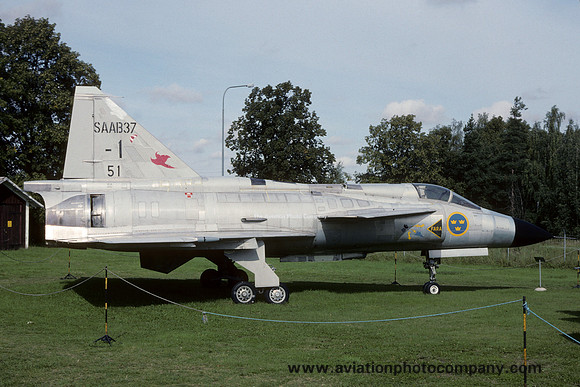 Swedish Air Force SAAB Viggen AJ-37 37-1 displayed at Malmen (1993)