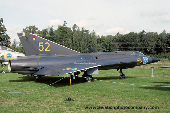 Swedish Air Force SAAB Draken J-35A displayed at Malmen (1993)