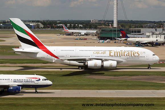 Emirates Airlines Airbus A380-800 A6-EDS at London Heathrow (2018)