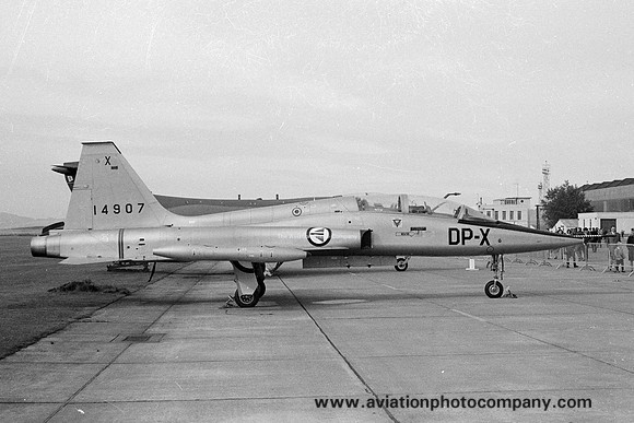 Norwegian Air Force 718 Skv Northrop F-5B Freedom Fighter 14907 at RAF Leuchars (1970)